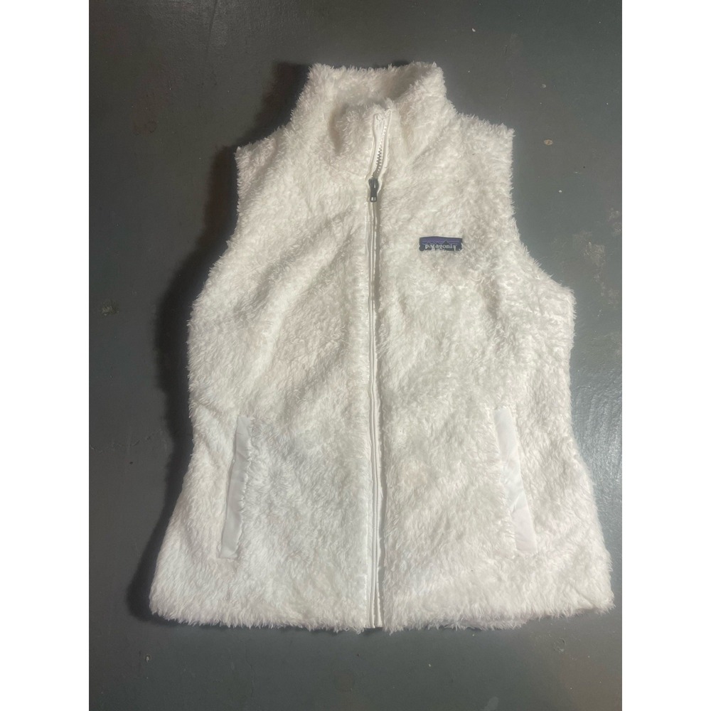 Patagonia Womens S White Los Gatos High Pile Fleece Vest Full Zip Front Pockets